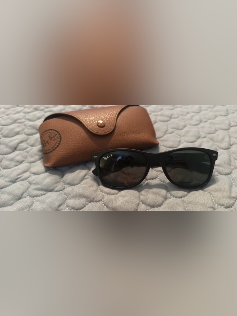Ray-Ban Black Frame Sunglasses with Brown Leather Case
